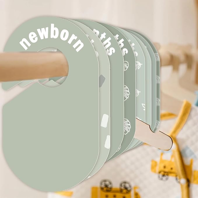 Baby Closet Dividers 8 Pack – Baby Clothes Organizer, Green Leaf Baby Closet Organizer for Neutral Nursery, Baby Clothes Dividers for Closet (Green)
