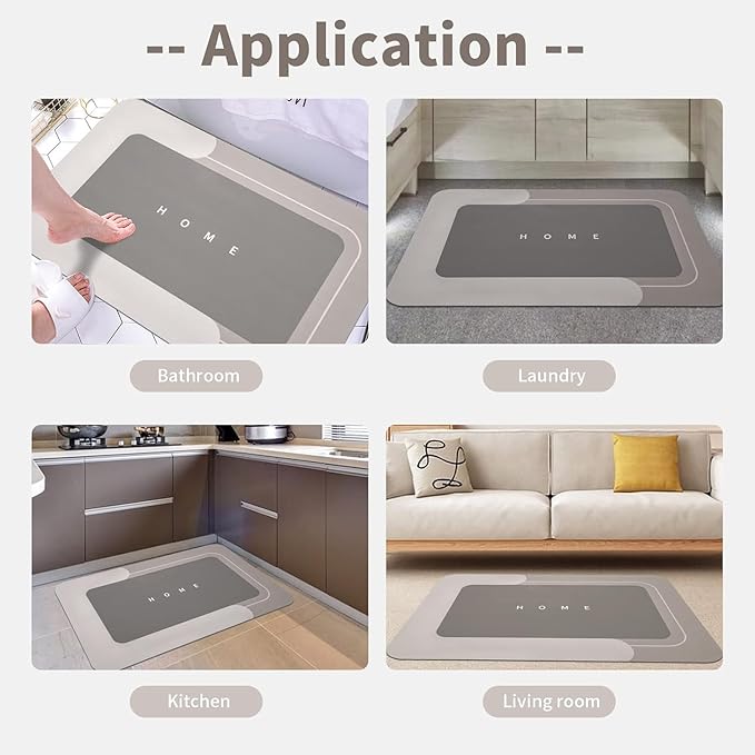 Housego Absorbent Bath Mat Magic Rug, Quick Drying Magic Bath Mat Non-Slip Floor Rug Rubber Backed for Bathroom Kitchen Shower Sink, Water Absorbent (1PC, 16.93''x26.77'', Dark Gray)