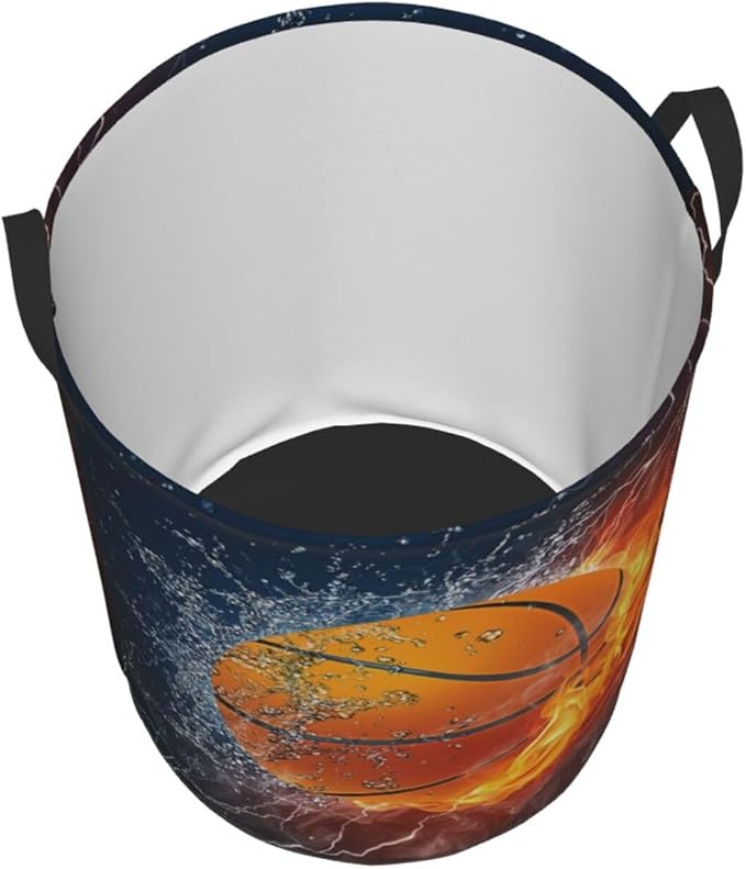 Sport Basketball Ball Round Laundry Hamper Storage Basket Toys Clothes Organizer Bin For Home Bathroom Bedroom Dorm Nursery, 38l