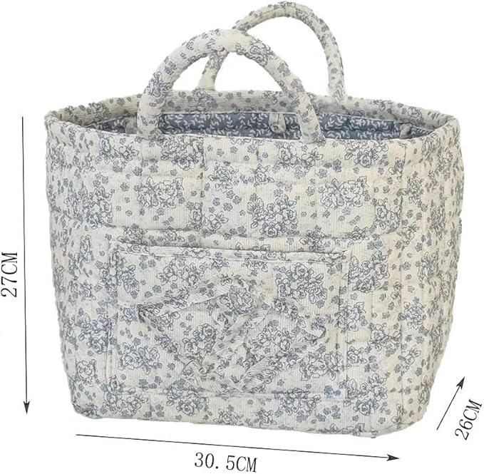 Fabric Storage Basket Boho Large Collapsible Floral Laundry Nursery Hamper Knitting Storage for Car Clothes Toys