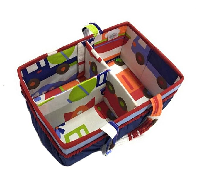 Bacati Transportation Multicolor Nursery Fabric Storage Caddy with Handles, Blue