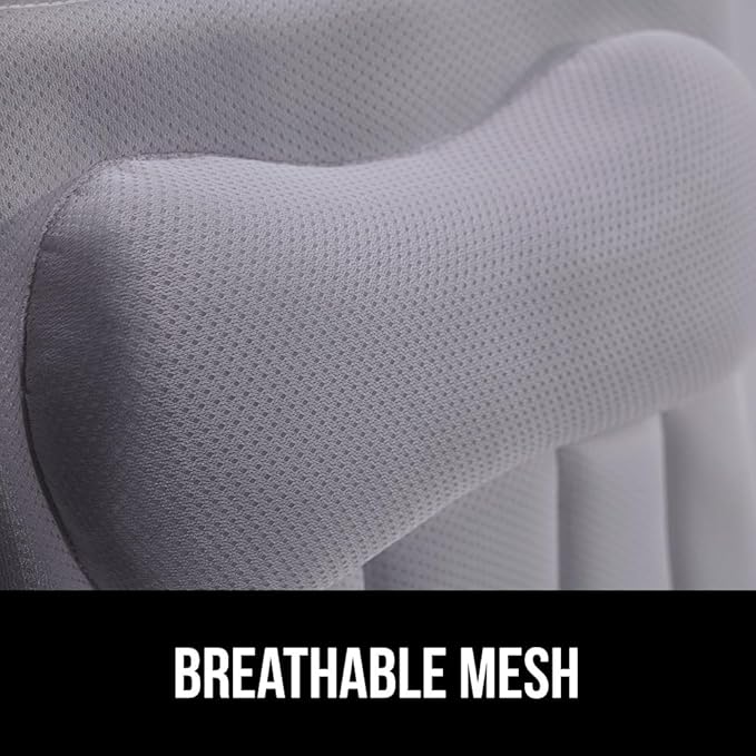 GORILLA GRIP Bath Pillow for Tub, Strong Suction Cups, Headrest with Mesh FlexComfort Technology, Neck, Head and Back Support, Luxury Machine Wash Bathtub Pillows, Spa Essential Accessories, Gray