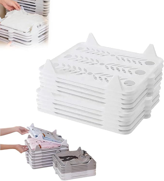 5/10 Pack Stackable Closet Organizer - Interlocking Shirt Folding Boards & Shelf Dividers, Space-Saving Wardrobe for T-Shirts, Jeans, Sweaters, Perfect for Home, Apartment (10, White, 13 * 10 inch)