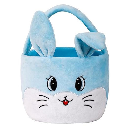 Wepop Easter Egg Baskets for Kids Bunny Basket with Folded Ears Easter Bag Buckets Hunting Gifts for Boys and Girls