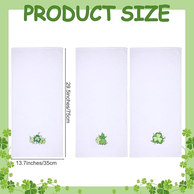 3 Pack Valentine's Day Bath Hand Towels Embroidered 100% Cotton 13.7 x 29.5 in Valentines Red Heart Love Bathroom Kitchen Decorations Valentines Day Dish Towel Gift Set(White,Clover)
