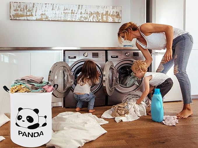 19.8" Round Kids Laundry Basket Gift Basket Storage Laundry Hamper Laundry Basket Baby Toys Nursery Bin with Handles,Storage Basket for Kids Room Bedroom Decor