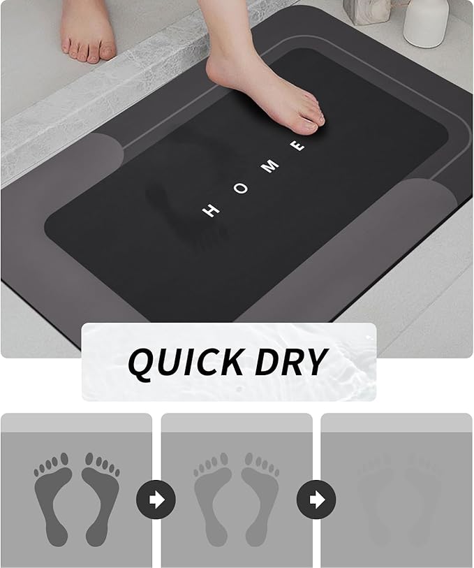 3PCS Absorbent Bath Mat Magic Rug Sets, Quick Drying Bath Mat Non-Slip Floor Rug Rubber Backed for Bathroom Kitchen Shower Sink (16.9''x23.6''+19.7''x23.6''+19.7''x31.9'', Black)