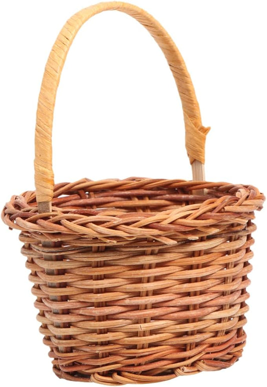 Zerodeko 1Pc Mini Handmade Woven Basket Creative Desktop Decoration for Home School Easter DIY Activity Prop Light Brown for Crafts Nursery Decor