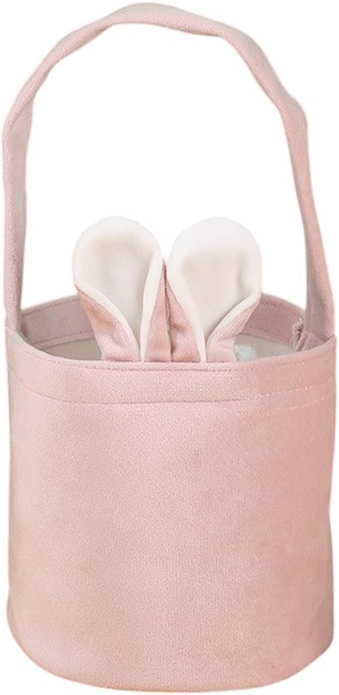 Custom Name Easter Tote Basket Cute Solid Colour Bunny Ears Basket Personalised Easter Bunny Bucket