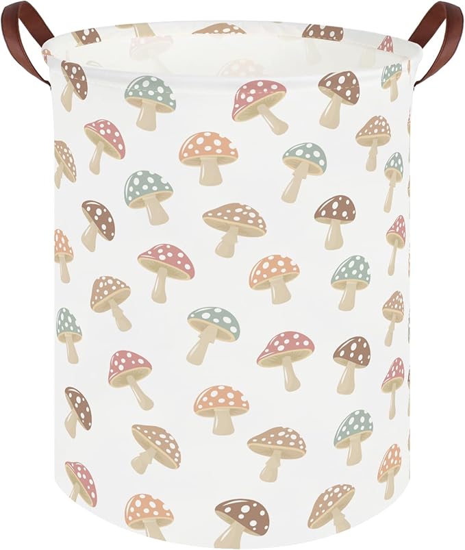 Mushroom hamper,Laundry Basket,Collapsible Canvas Waterproof Storage Bin,Nursery Hamper,Gift Baskets,baby Laundry Hampers,Room Decor(Mushroom)