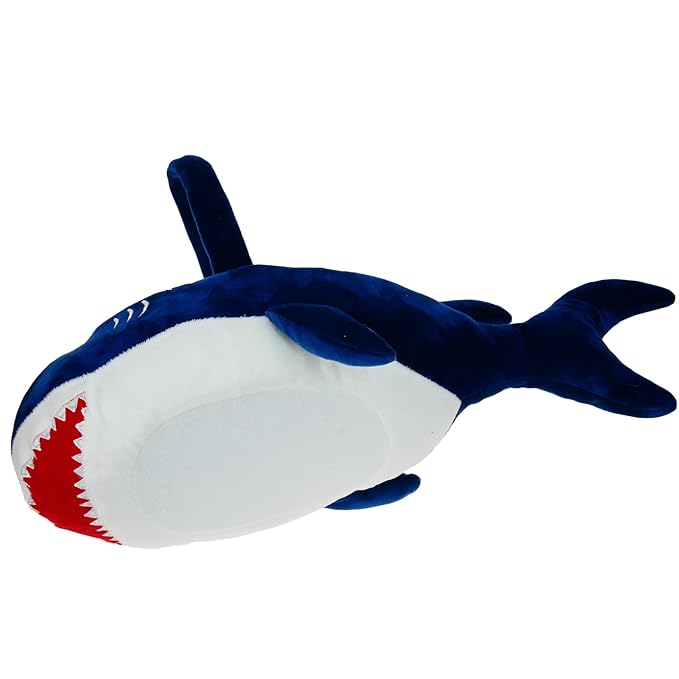 DearSun Exquisite Embroidery 3D Plush Shark Basket - Personalized Easter Egg Hunting Basket - Blue, Round, Velvet