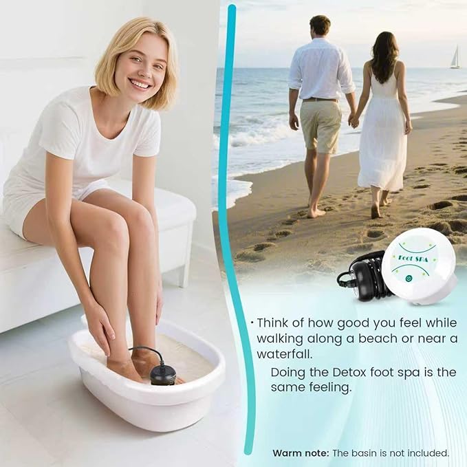 Foot Detox Machine, Portable Ionic Foot Bath Detox Machine, Ion Foot Spa Cleanser for Home Travelling USE with 10 Liners