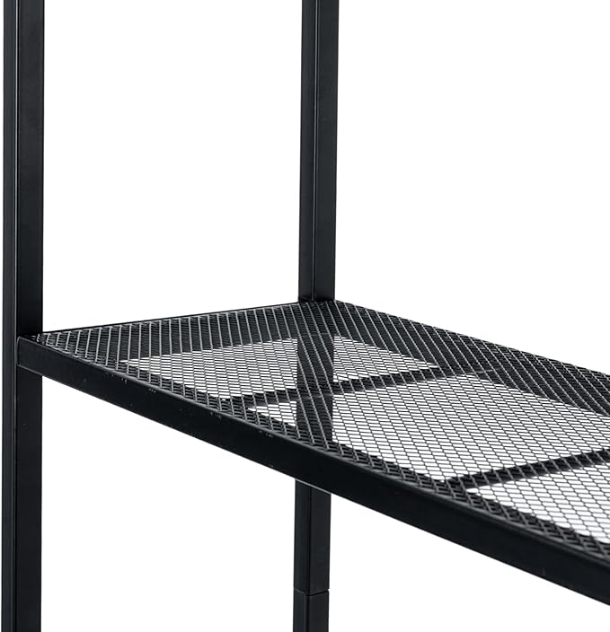 MyGift 3 Tier Over The Toilet Storage, Freestanding Bathroom Organizer Shelf, Above Toilet Rack with Removable Magazine Holder Basket, Black Metal Cabinet for Laundry Space Saver, 26.4x7.8x63.6 Inch