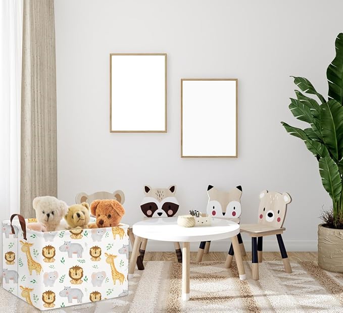 HIYAGON Baby Basket Woodland Toy Storage kids Baby Boy Girls Basket Rectangular Storage Bin Organizer Boxes for Room Decor Books(Baby Hamper)