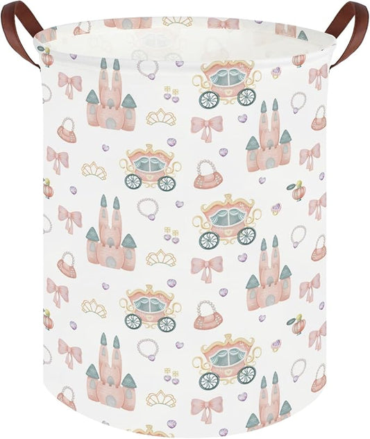 Princess hamper,Girl Laundry Basket,Baby Nursery Hamper,Waterproof foldable girls toy storage box,Dirty Clothes Hampers,Princess Room Decor(Princess carriage)