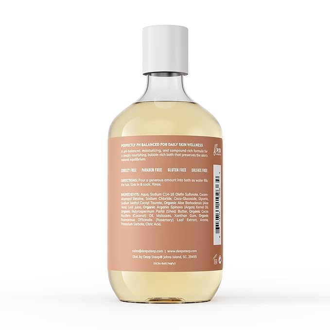 Deep Steep Mango Papaya Bubble Bath for Women, Hypoallergenic, Clinically Tested, Clean Formula for Sensitive Skin, Sulfate-Free, 17 fl oz Bottle, Essential Bath Accessories