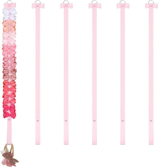 POVETIRE 6PCS Bow Holder Hair Bow Organizer, Hair Clips Storage Bow Holder for Girls Hair Bows, Baby Headband Hair Accessories Organizer Display Wall Hanging for Nursery Decors(Pink)