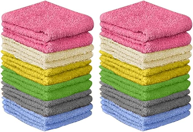 100% Cotton Washcloth Set – Soft, Absorbent Face Towels for Bathroom & Gym Use – Durable & Reusable Wash Cloths - Butterfly (Multi-Color), 12 x 12 Inches, Pack of 24
