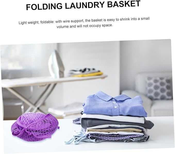 Foldable Mesh Laundry Basket with Side Pocket - Breathable Pop-up Hamper for College Dorms Small Apartments and Travel - Portable Clothes Hamper 19 Inch
