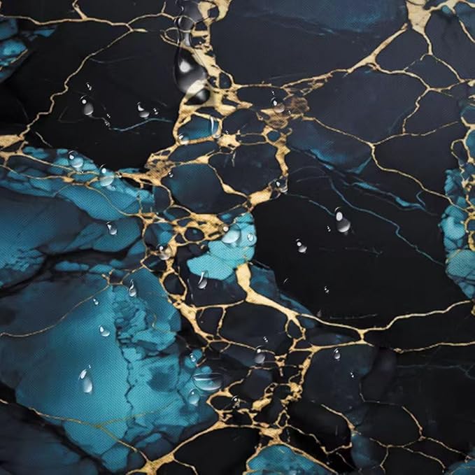 4 Pcs Navy Marble Shower Curtain Sets with Rugs Gold Bathroom Sets with Shower Curtain and Rugs Modern Abstract Bathroom Decor Accessories Shower Curtains for Bathroom Toilet Lid Cover