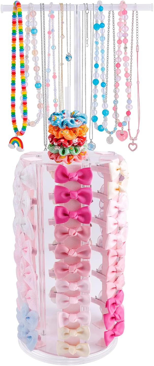 Bow Holder Bow Organizer for Girls,Baby Hair Clips Storage Stand, Rotatable Hair Accessory Organizer Rack for Baby Newborn Infant Toddler Kids (snzp-17-1)