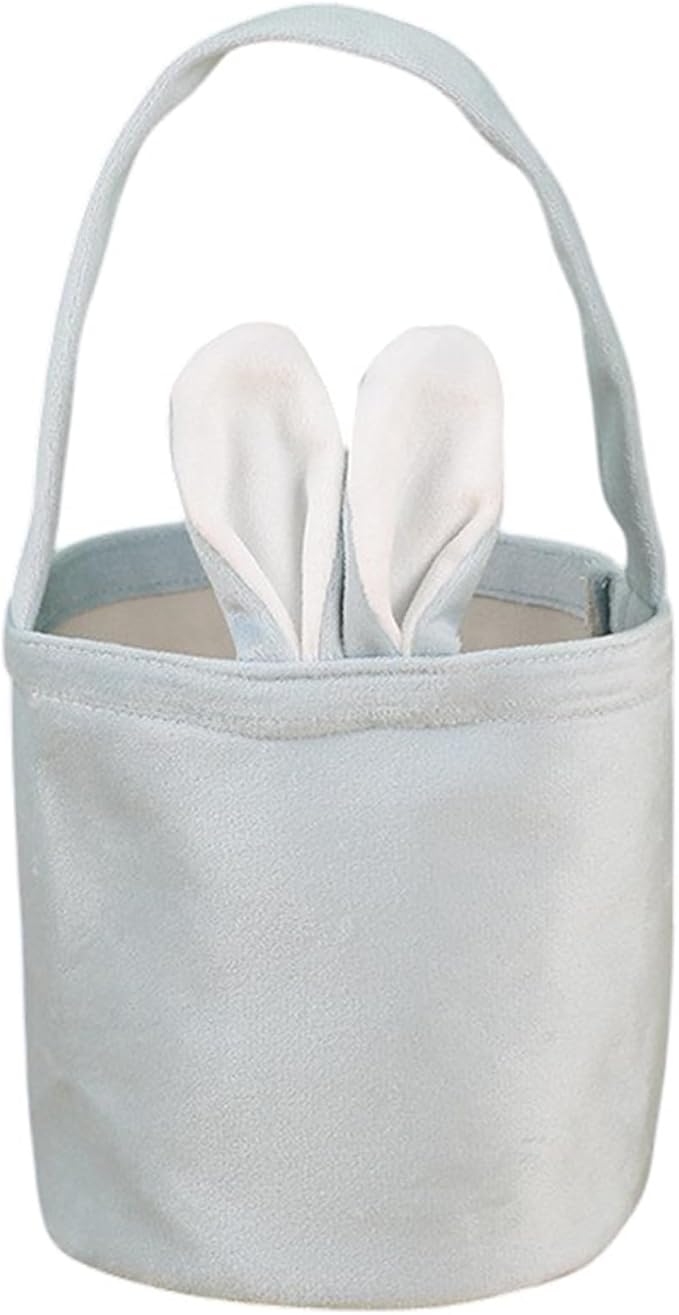 Custom Name Easter Tote Basket Cute Solid Colour Bunny Ears Basket Personalised Easter Bunny Bucket