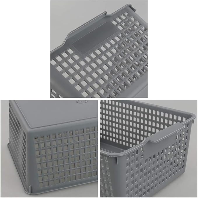 Sandmovie 3 Pack Platic Storage Baskets, 14 Liter Plastic Organizer Bin