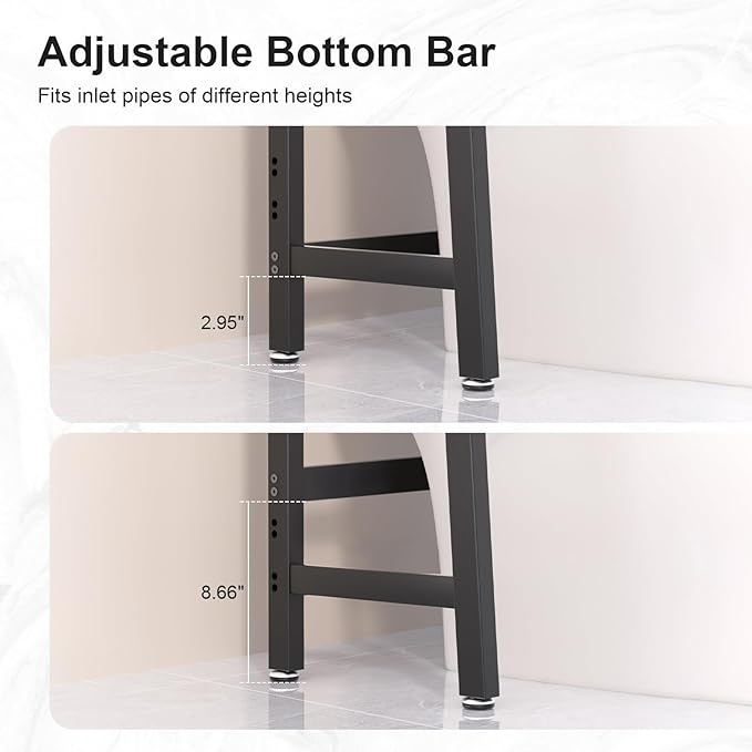 VASMIA Over The Toilet Storage,Bamboo 3-Tier Bathroom Organizer Over Toilet Storage Cabinet,Freestanding Space Saver with 3 Hooks Black