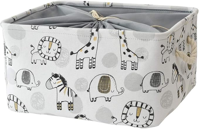 INough Toy Baskets Toys Organizer Kids Storage Basket, Baby Room Decor Giraffe Laundry Baskets with Drawstring Mothers Day Gifts Basket for Kid's Room (Giraffe, Large)