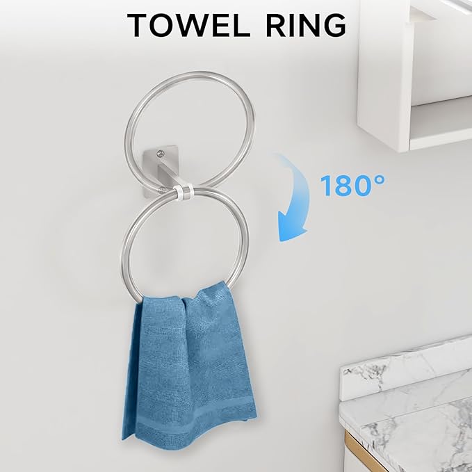 20 Pieces Bathroom Accessories Set, Brushed Nickel Bathroom Hardware Set, 24 inch Towel Bar, Towel Racks for Bathroom, Robe Towel Hooks, Toilet Paper Holder Wall Mounted