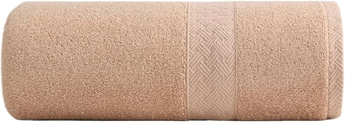 3 Pack Satin Striped Cotton Towels, Thick Bath Towels, 120-140 GSM, 35x75cm(Brown)