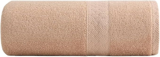3 Pack Satin Striped Cotton Towels, Thick Bath Towels, 120-140 GSM, 35x75cm(Brown)