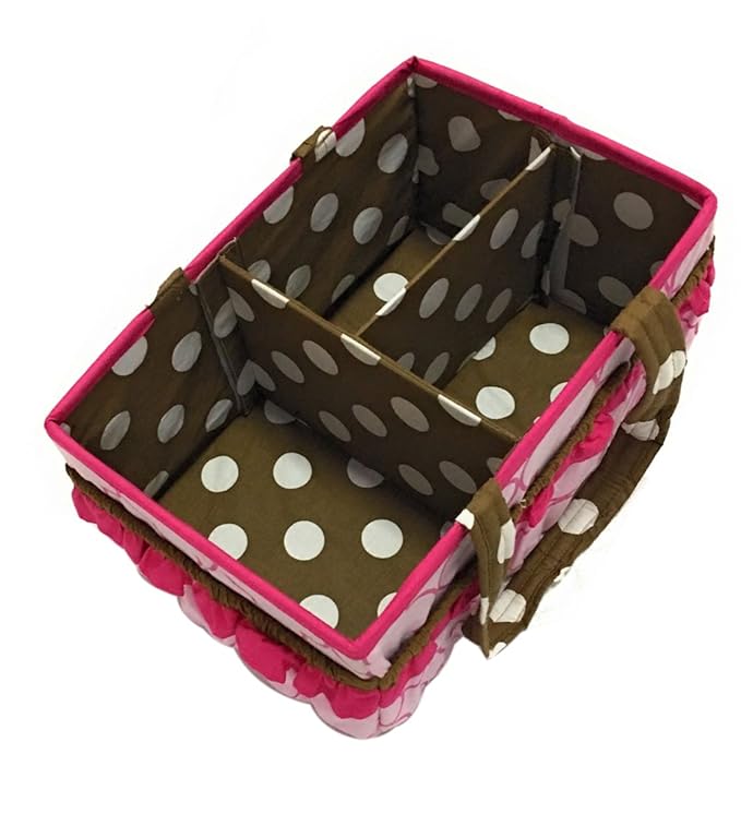 Bacati Butterflies Girls Nursery Fabric Storage Caddy with Handles, Pink/Chocolate
