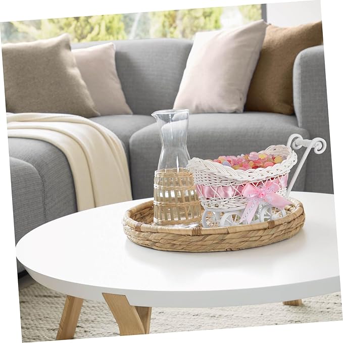 Cute Home Decor Multi-functional Candy Basket Rattan Cart Shape for Boys and Girls Baby Shower Favors