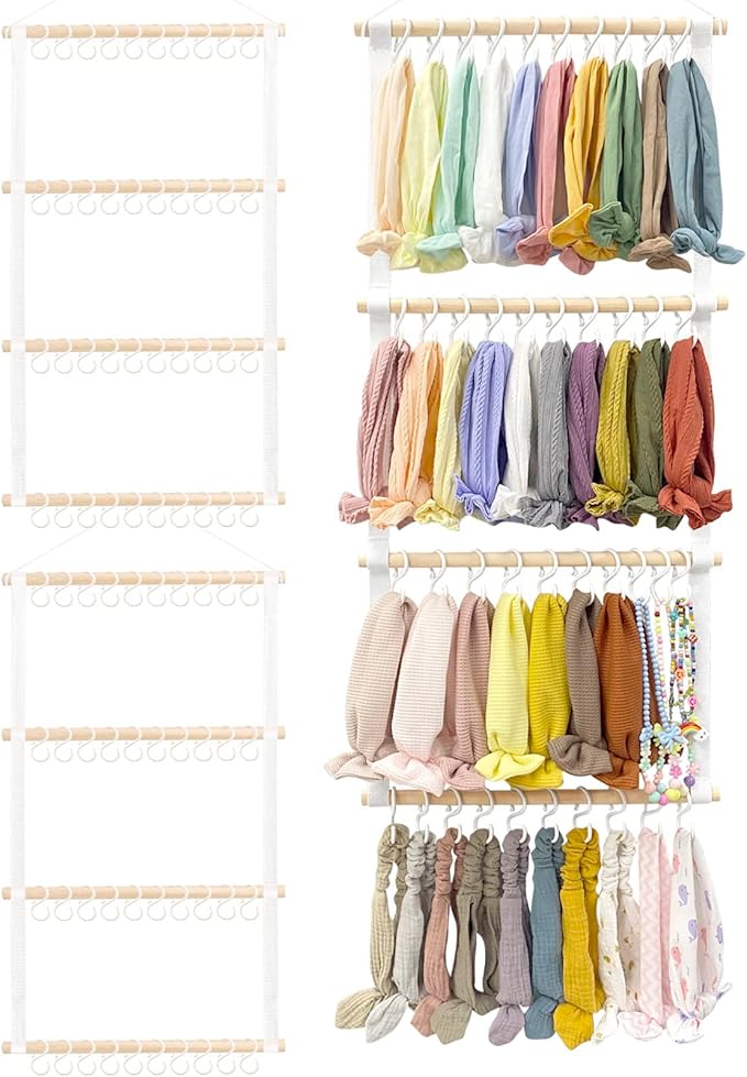 POVETIRE Headband Holder Head Bands Organizer for Girls, Baby Headbands Hair Accessories Organizer Storage Wall Hanging Decor for Nursery Toddler Girls Room