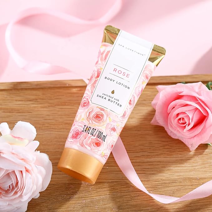 spa luxetique Gift Set For Women, Bath Sets for Women Gift, 8 Pcs Rose Spa Basket Includes Bubble Bath, Shower Gel, Body Lotion, Mom Birthday Gifts, Mother‘s Day Gifts for Her