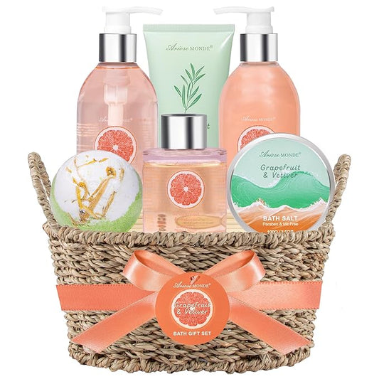 Bath and Body Gift Basket for Women, Bath Baskets for Women Gift Relaxation, Spa Gift Basket With Bath Bombs, Bath Salts, Shower Gel, Birthday Gifts for Her, Mother's Day Home Spa Relaxation Kit