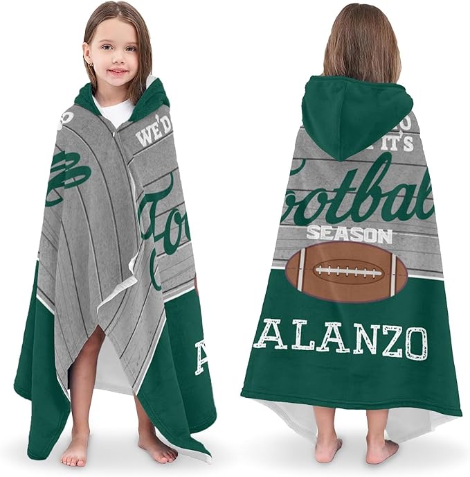 Hooded Towel Kids Football Season Bath Towels with Hood Microfiber Kids Beach Towels Baby Pool Beach Towel for Boy Girls