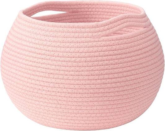 Goodpick Baby Basket for Nursery, Woven Basket for Home Décor, Gift Baskets Empty for Baby Shower Diaper Caddy, Decorative Toy Storage Basket, Pink, 10"D x 8.3"H