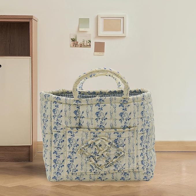 Boho Fabric Storage Basket, Large Capacity Laundry Basket, 12.2'' x 10.23'' x 10.23'' Collapsible Laundry Hamper with Easy Carry Handles (B Multi-Color 5, L)