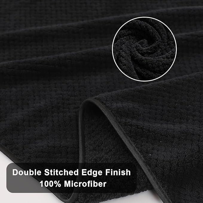 Hand Towels Set 2 Pack-16“x31”,Ultra Soft Microfibers Bathroom Towel Set Highly Absorbent Quick Dry Luxury Premium Towel Lightweight Durable Hand Towel Collection for Hotel Spa Gym Kitchen,Black