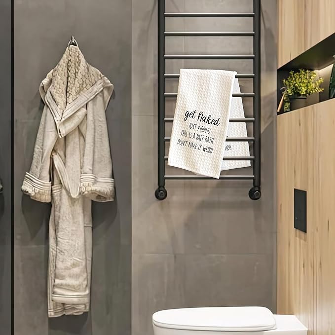 Absorbent Bathroom Towels - Get Naked Just Kidding - 16 x 24 Inches Decorative Fast Drying Bathroom Hand Dish Towels - Home Bath Funny Decoration & Supplies Gifts for Friends Family - A04