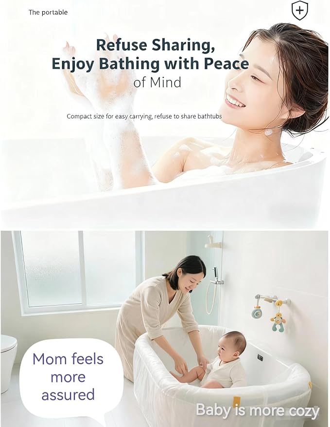 20P Disposable Bathtub Cover for tub Extra Thick Bathtub Liner for tub, Universal Fit for 99.9% Tubs, HDPE Travel Bathtub Water Bag for Hotel, Spa, Home Use 260cm x 120cm tub Liners