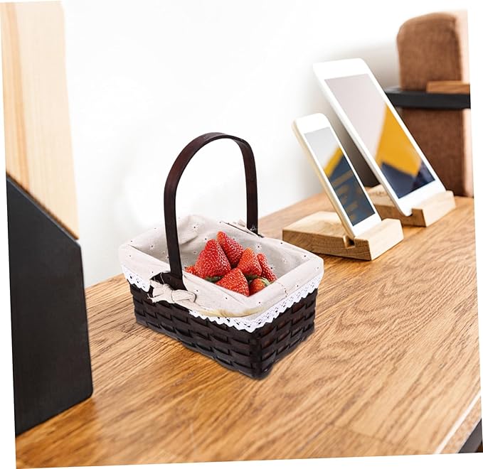 PRETYZOOM Rattan Woven Food Storage Container Rectangular Baskets Kitchen Organizer