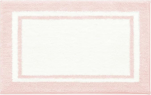 GRANNY SAYS Microfiber Bathroom Rugs Non Slip Washable, Water Absorbent Bathroom Mats for Tub, Soft Bath Mats for Bath Floor & Shower, Bath Rug, 20" x 32" Pink