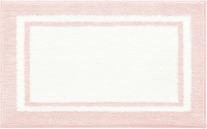 GRANNY SAYS Microfiber Bathroom Rugs Non Slip Washable, Water Absorbent Bath Mats for Tub, Soft Bath Mats for Bathroom Floor & Shower, Bath Rug, 16" x 24" Pink