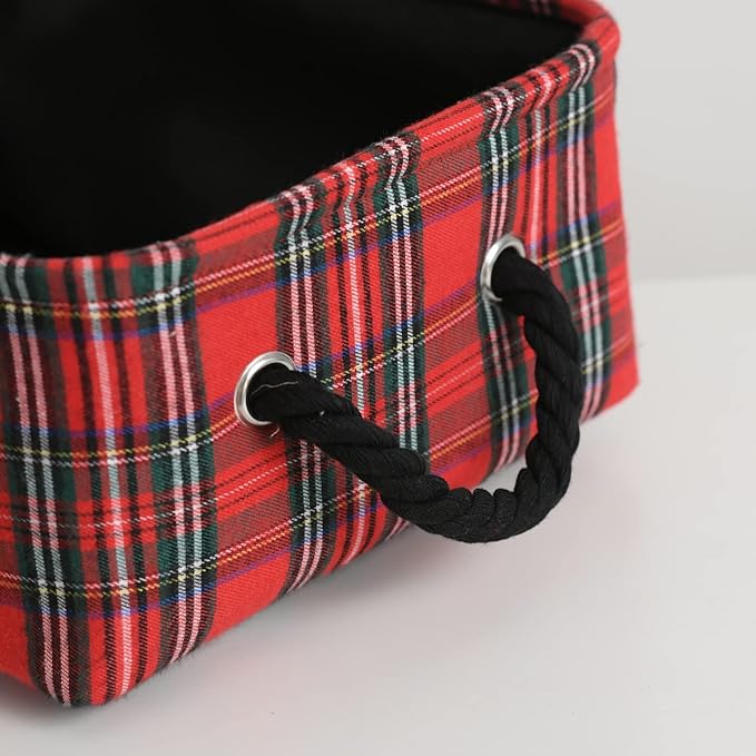 INough Christmas Baskets for Gifts Empty Red Gift Bag Low Basket Holiday Gift Baskets Empty Striped Toy Bins Ornaments Storage Organizer for Baby Room, Kids Nursery, Home Holiday Decor