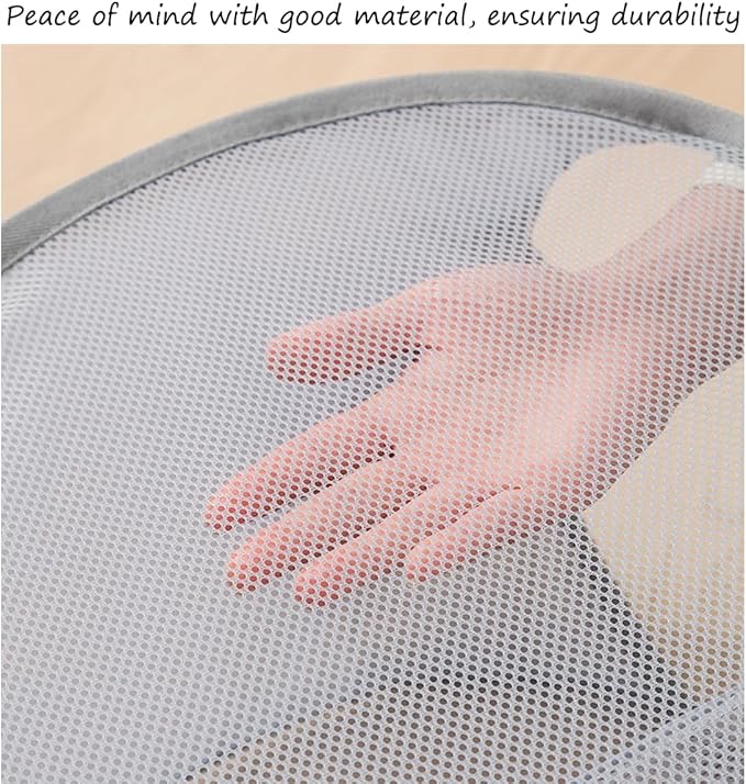 Mesh Laundry Hamper Basket, Sturdy 3 Compartments Laundry Basket, Foldable Pop up Laundry Hamper with Side Pocket for Laundry Room, Bathroom, Kids Room, College Dorm or Travel, Navy