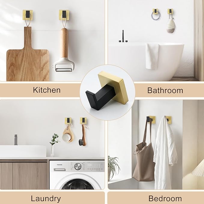 5-Piece Bathroom Hardware Set Black Gold Bathroom Hardware Accessories Set Upgraded Toilet Paper Holder with Shelf Towel Holder Set for Bathroom Stainless Steel Wall Mounted