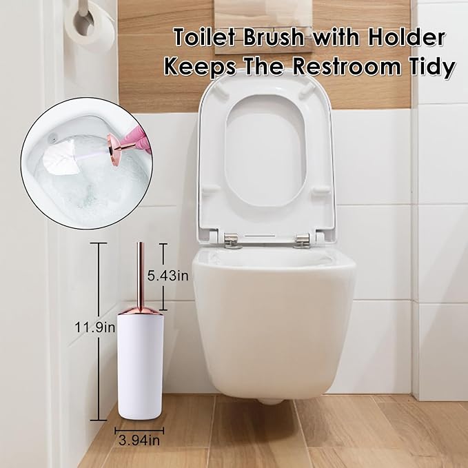 9 Pieces White Bathroom Accessories Set Gorgeous Gold Bathroom Set, Trash Can, Toilet Brush, Soap Dispenser, Toothbrush Holder, Soap Dish, Tumber, Qtip Holder, Tray, Sink Countertop Set